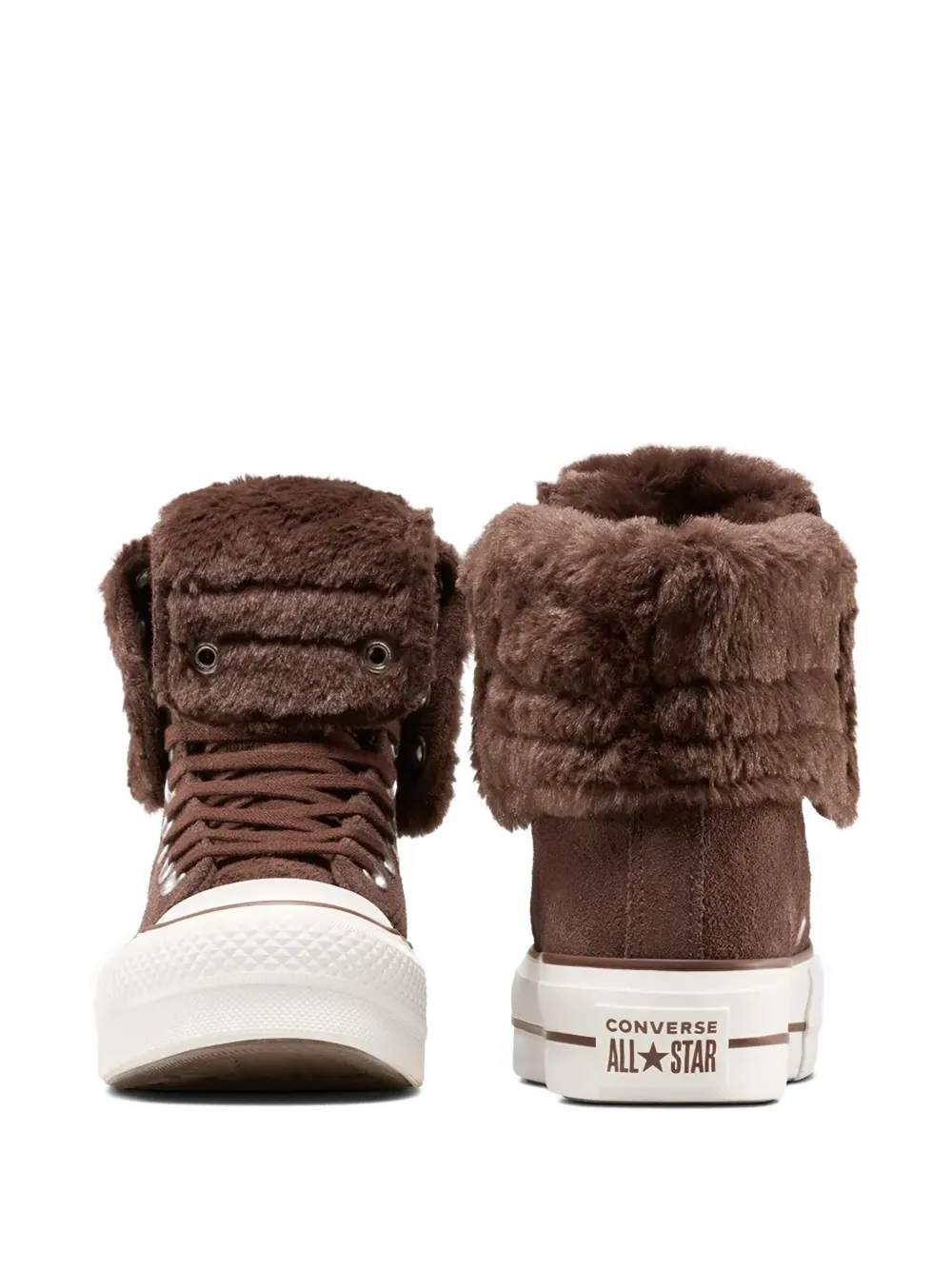 Converse Chuck Taylor All Star Fold-Over Lift XHi sneakers met imitatiebont Bruin