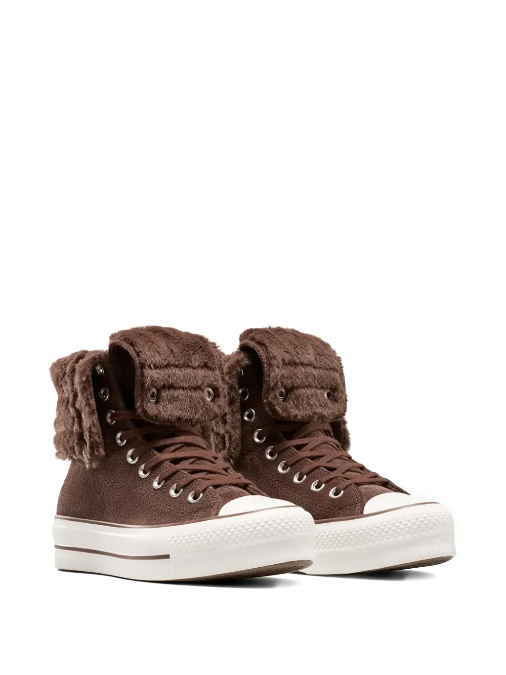 Converse Chuck Taylor All Star Fold-Over Lift XHi sneakers met imitatiebont Bruin