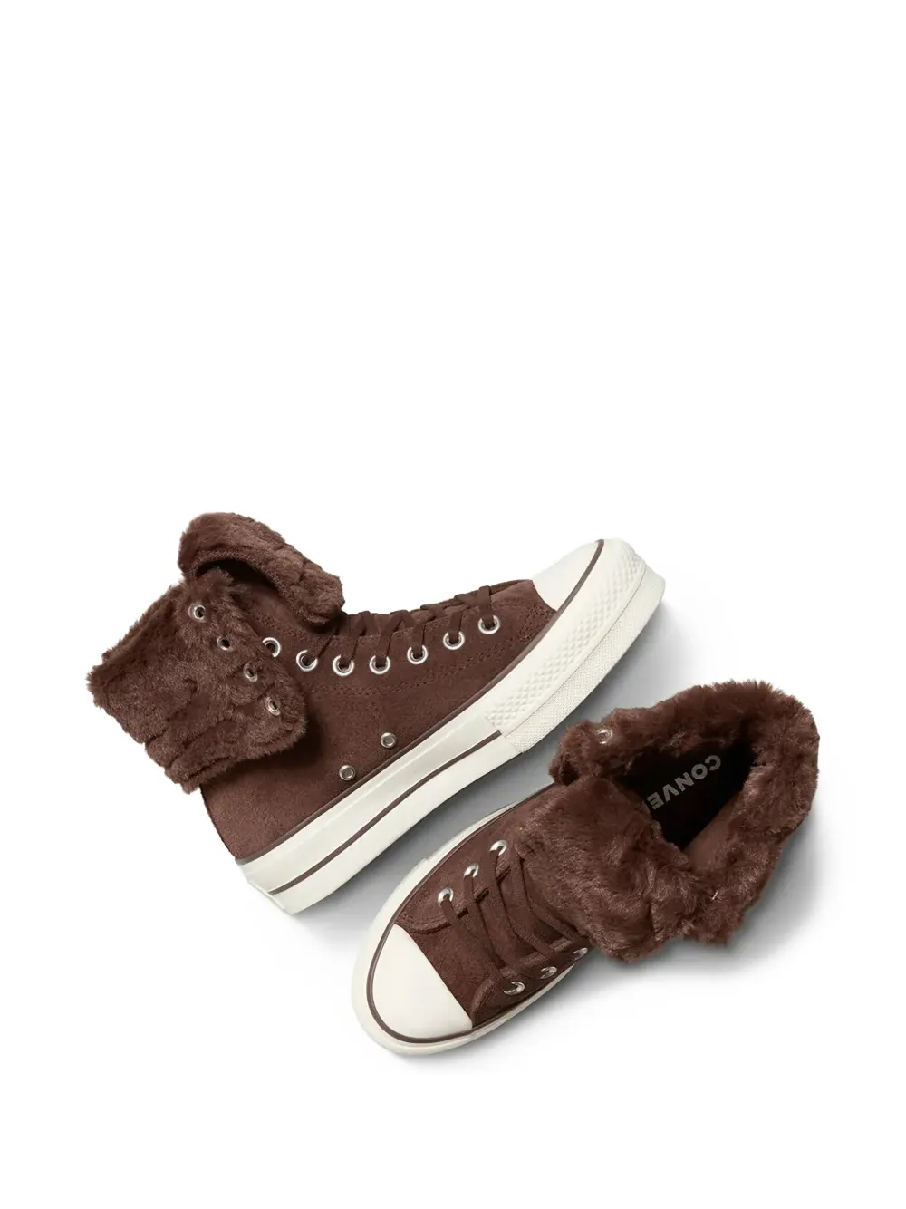 Converse Chuck Taylor All Star Fold-Over Lift XHi sneakers met imitatiebont Bruin
