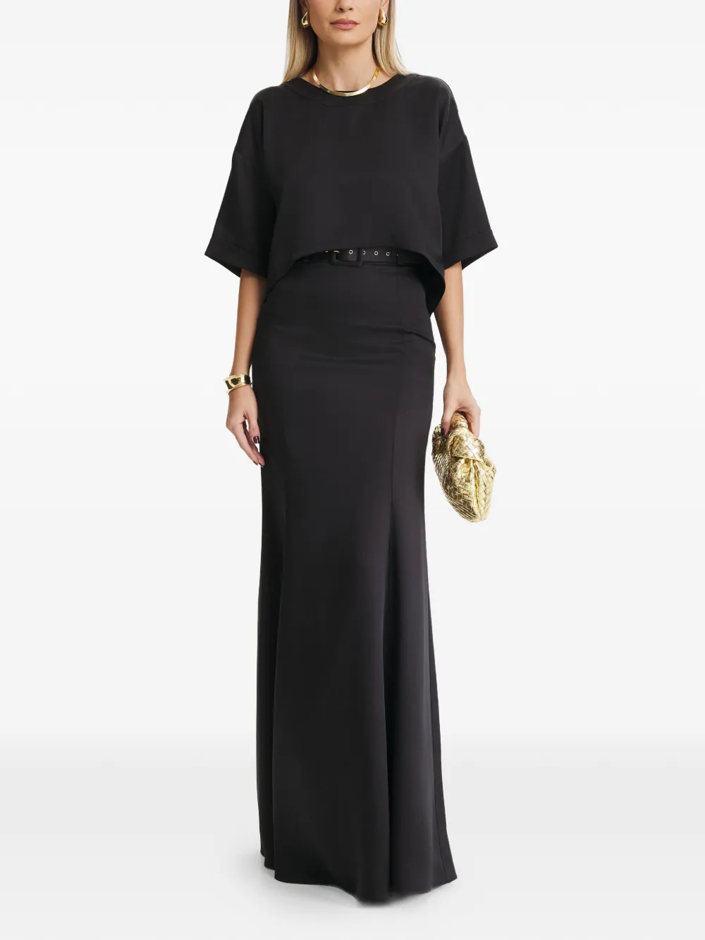 IL VOLO Anais belted-waist skirt - Zwart