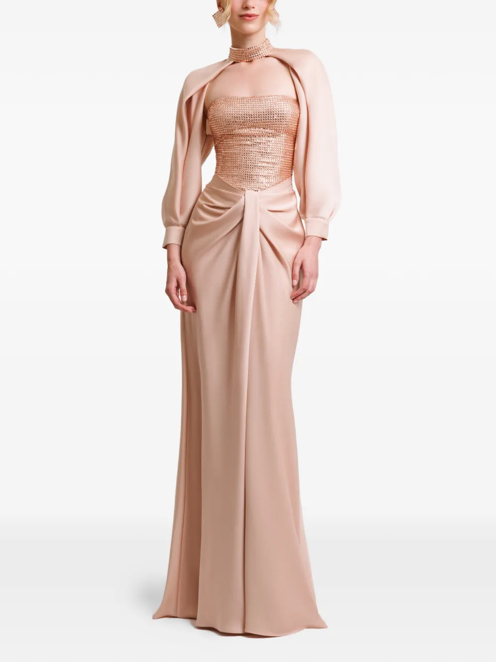 Gemy Maalouf strapless long bolero dress - Neutrals