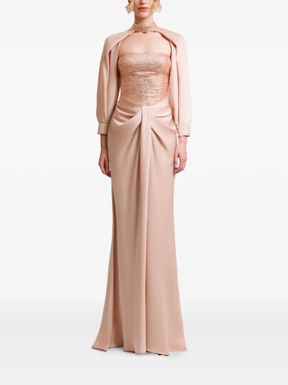 Gemy Maalouf Strapless maxi-bolero Beige