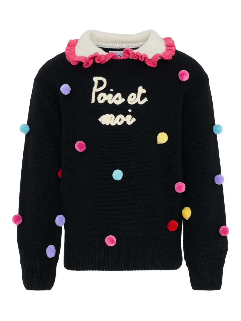 MC2 Saint Barth Kids pom-pom ruffled sweater - Nero