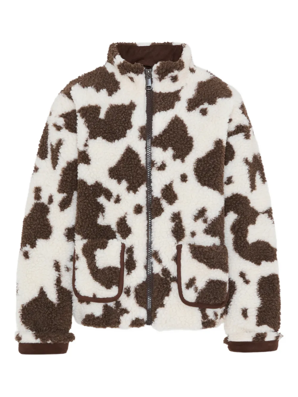 MC2 Saint Barth Kids cow-print zip coat | White | Image 1