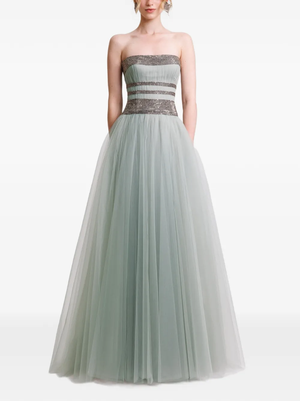 Gemy Maalouf Tulen avondjurk met korset - Grijs