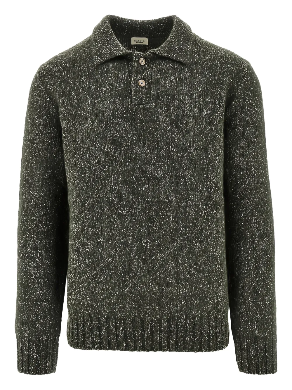 gallia speckled knitted polo sweater - Verde