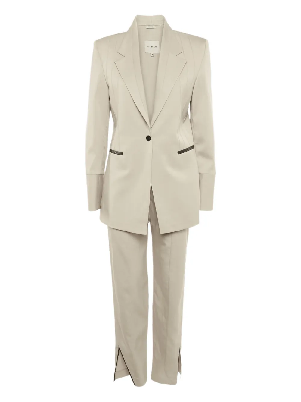 Pre-owned Lili Blanc Leather Trim Suit In Neutral