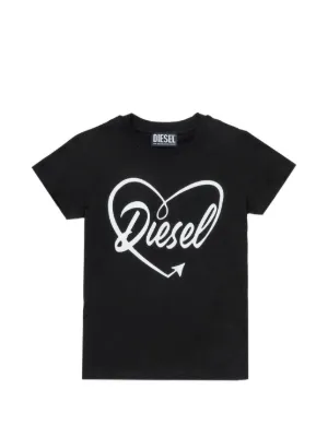 Diesel Kids ハートプリント クロップド Tシャツ | ブラック | FARFETCH JP