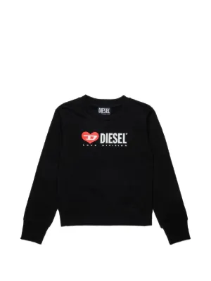 Diesel Kids ハートプリント クロップド Tシャツ | ブラック | FARFETCH JP