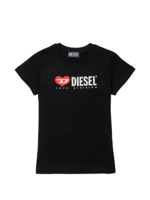 Diesel Kids ハートプリント クロップド Tシャツ | ブラック | FARFETCH JP