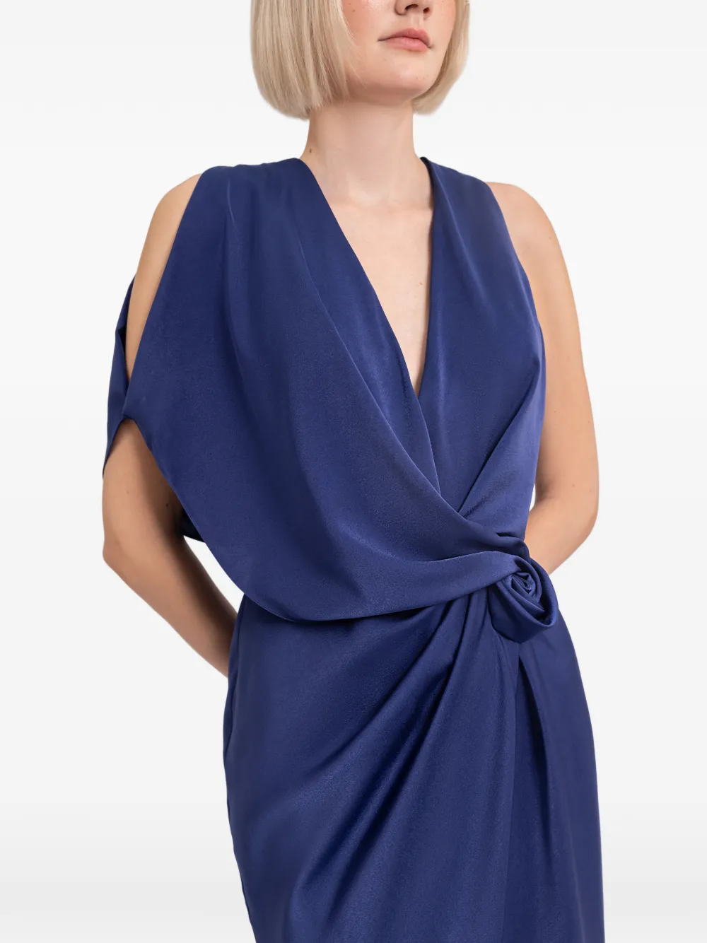 Gemy Maalouf Gedrapeerde asymmetrische maxi-jurk Blauw