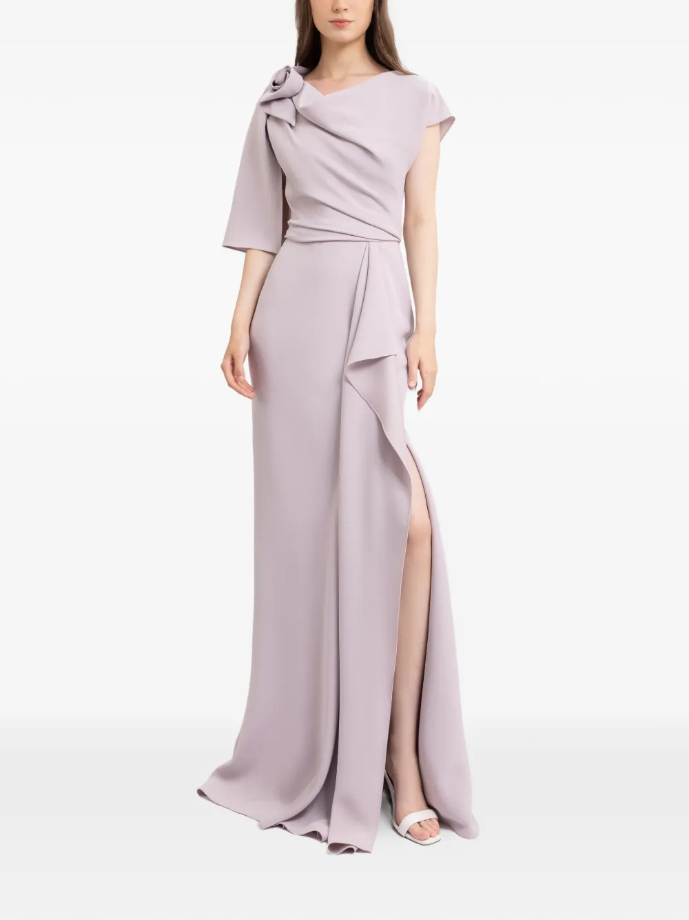 Gemy Maalouf Gedrapeerde avondjurk met asymmetrische mouwen - Paars