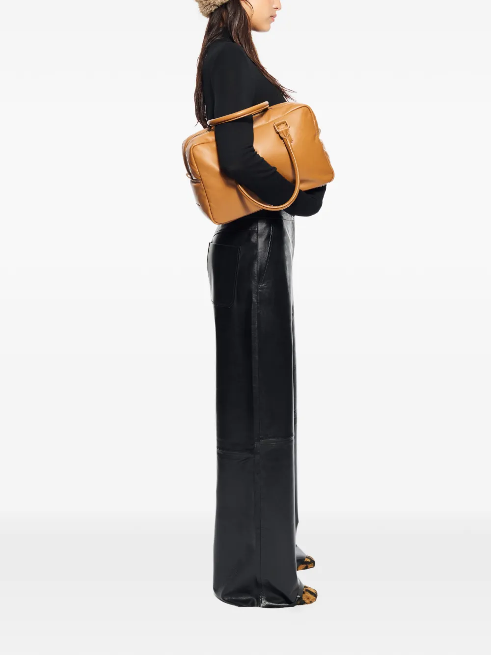STAND STUDIO Rowena leren broek met knopen Zwart