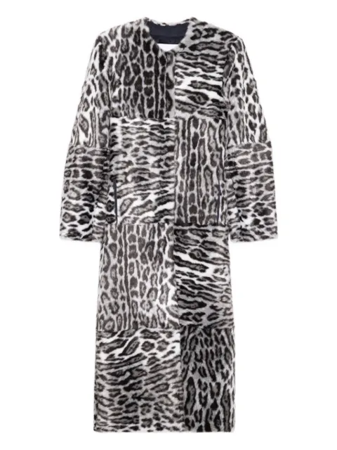 STAND STUDIO Hilma patchwork leo-print coat