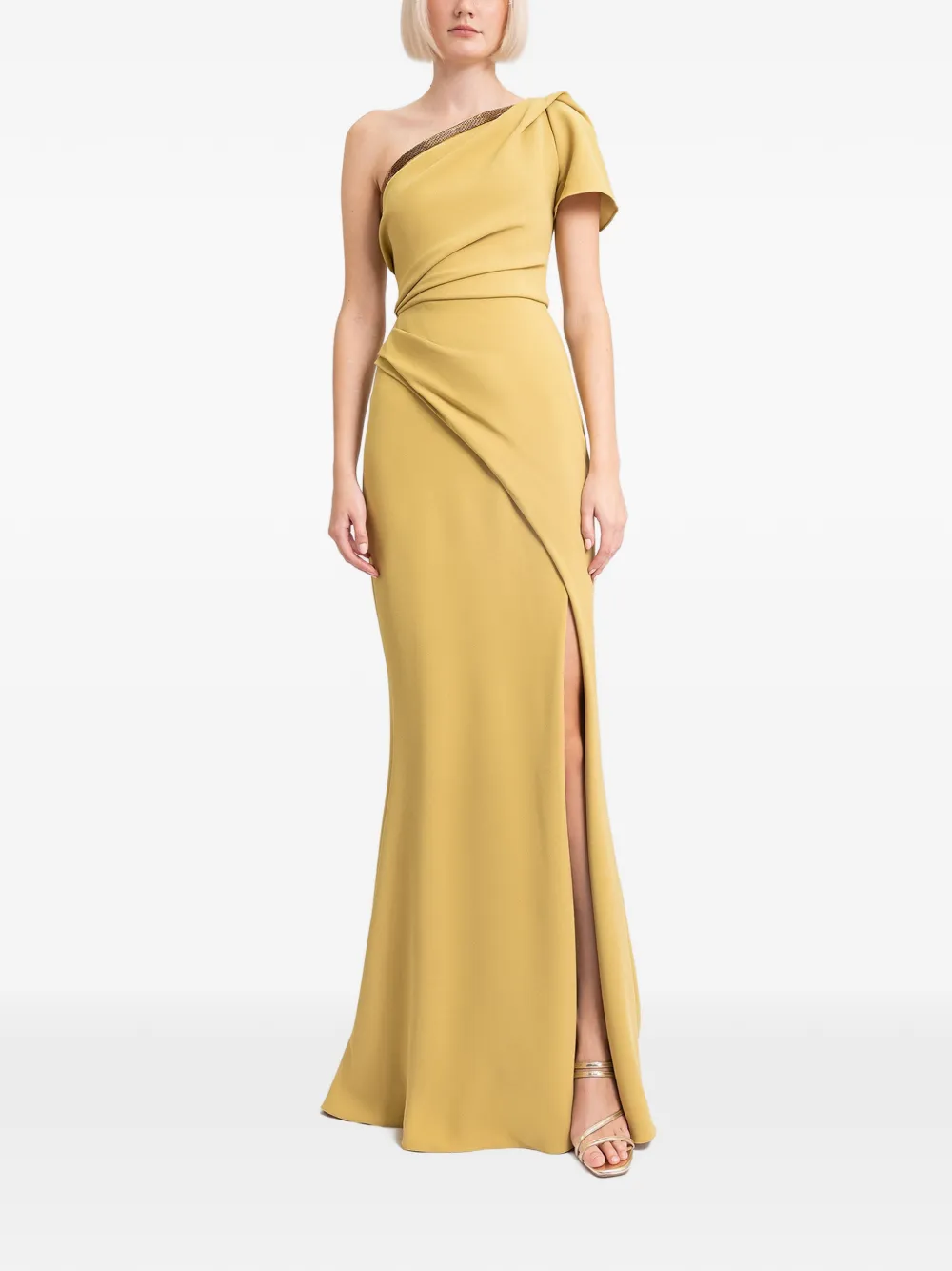 Gemy Maalouf Asymmetrische gedrapeerde avondjurk - Geel