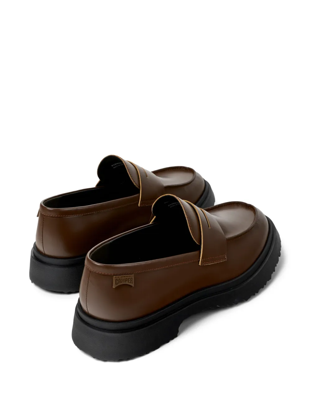 Camper Tan Leather Penny Loafers with Black Soles Twins Multicolor Formal Shoes for Women - Autumn / Winter  main image 3