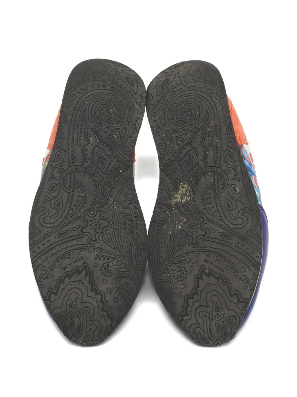 Etro Pre-Owned paisley-print leather sneakers - Blauw