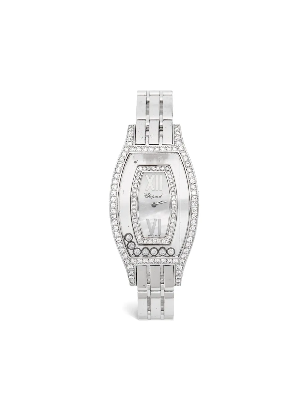 Chopard Pre-Owned Happy Diamonds white mother of pearl 28mm watch | Silver | Image 1