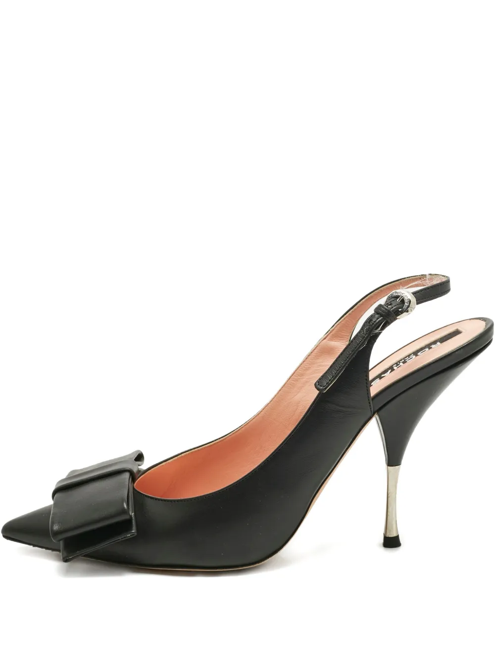 Rochas leather bow-detail slingback pumps - Nero