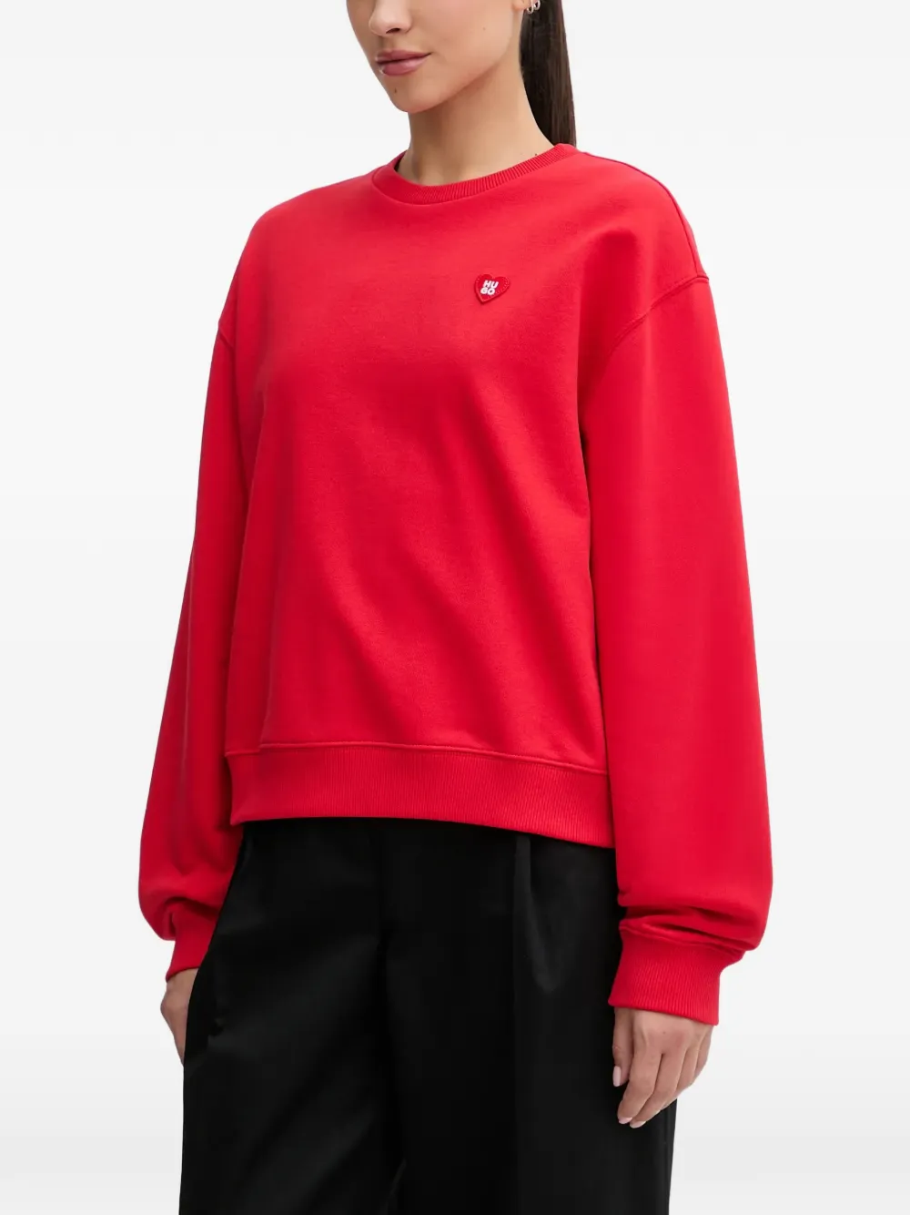 HUGO heart-logo crew-neck sweatshirt - Rot