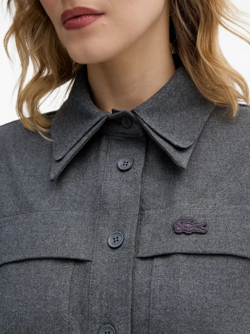 Lacoste Midi-jurk met zak aan de voorkant en knoop Grijs
