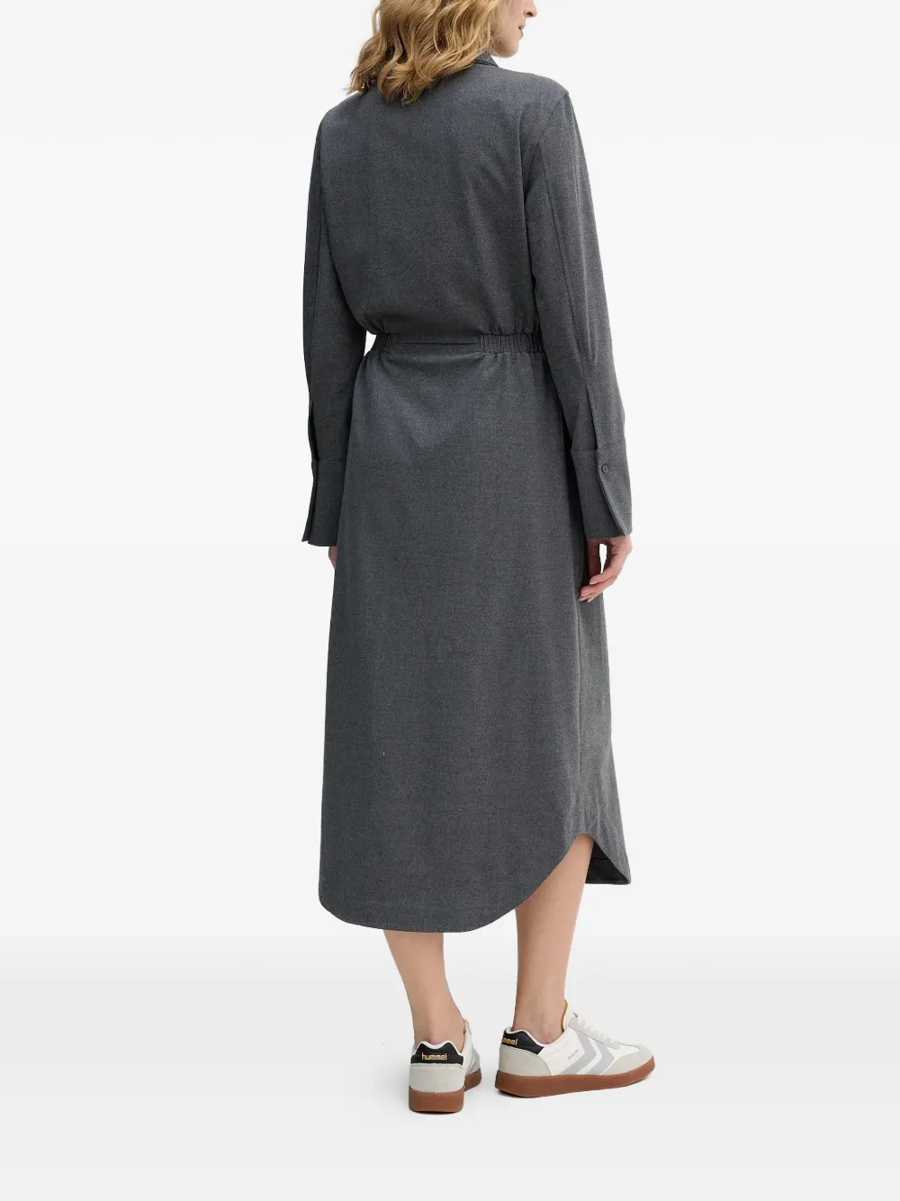  Lacoste Button Front Pocket Midi Dress - Grey 