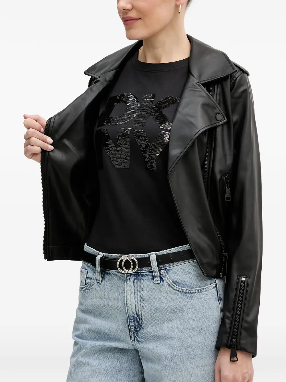  Dkny Belted Zipped Jacket - Black 