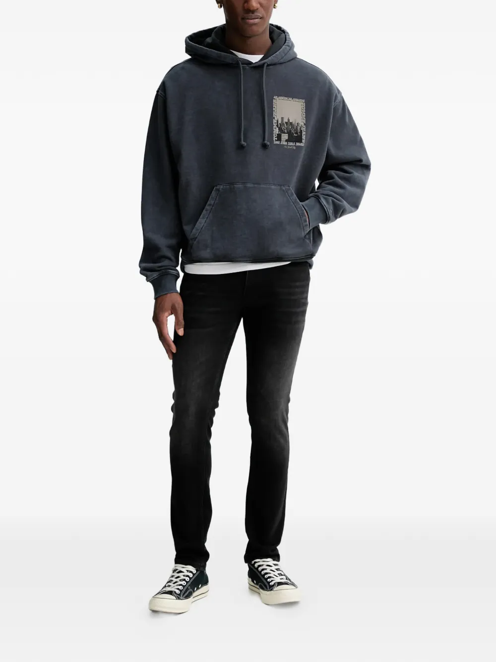 HUGO 734 logo-patch jeans - Zwart