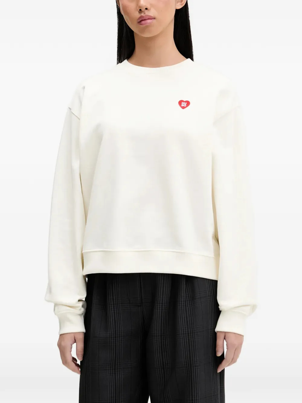 HUGO heart-logo crew-neck sweatshirt - Nude