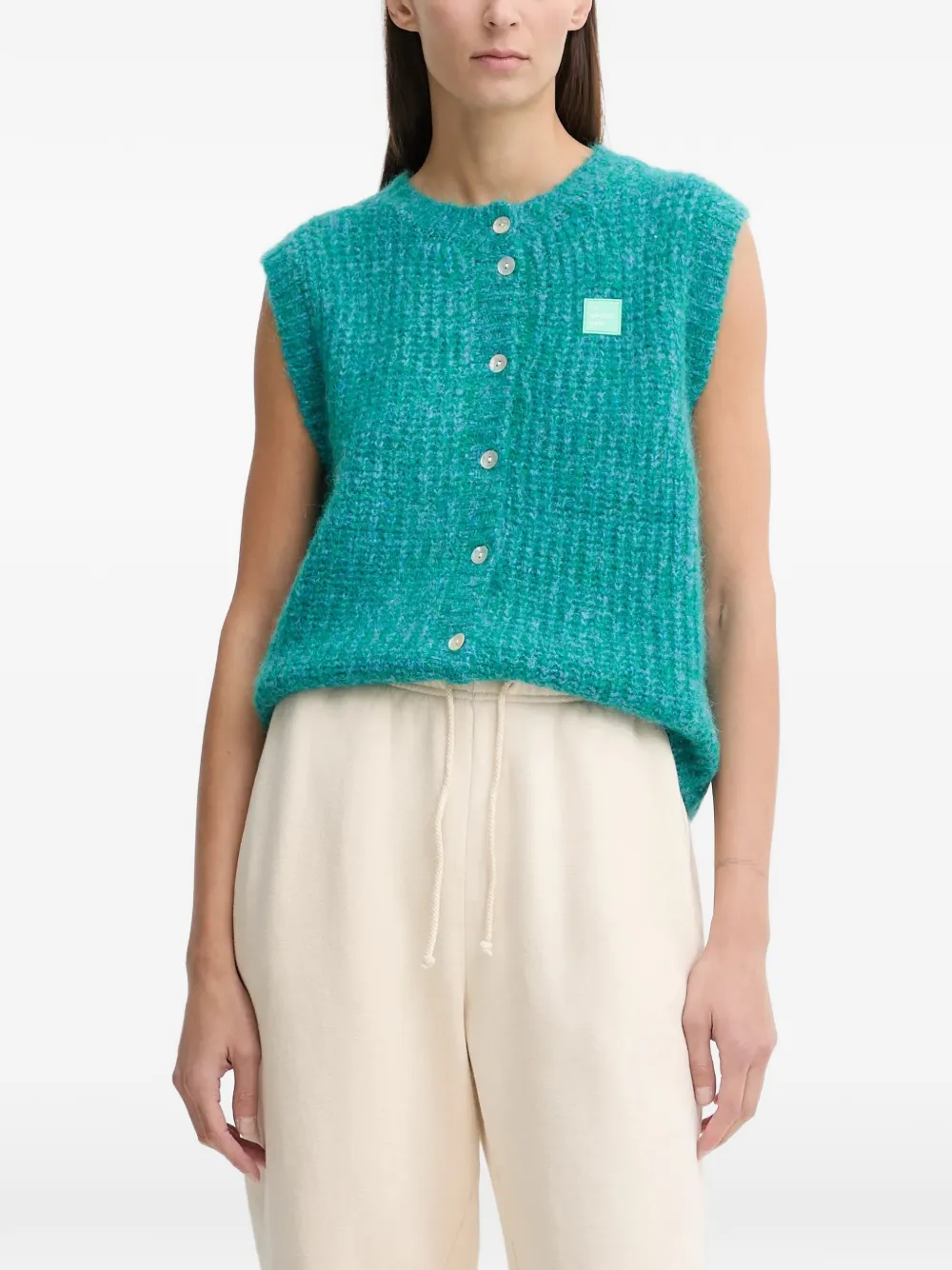 American Vintage East button patch cardigan - Blu