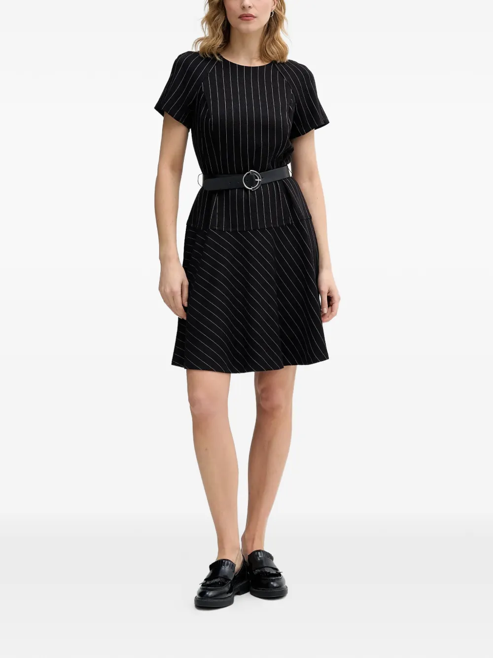 DKNY striped belted mini dress - Zwart