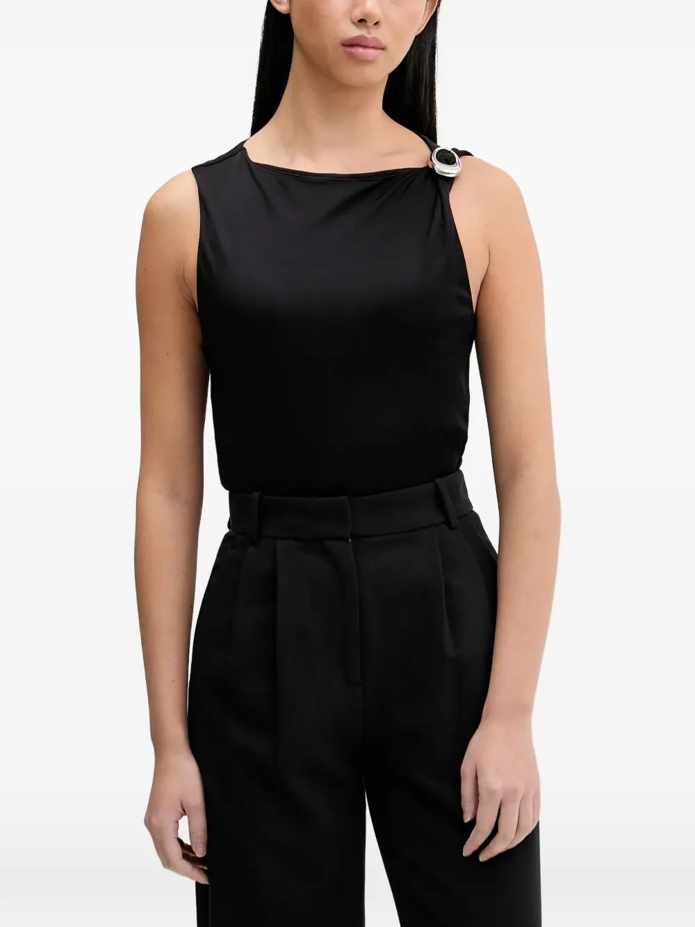 HUGO logo-buckle sleeveless top - Schwarz