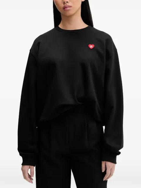HUGO heart-patch crew-neck sweatshirt