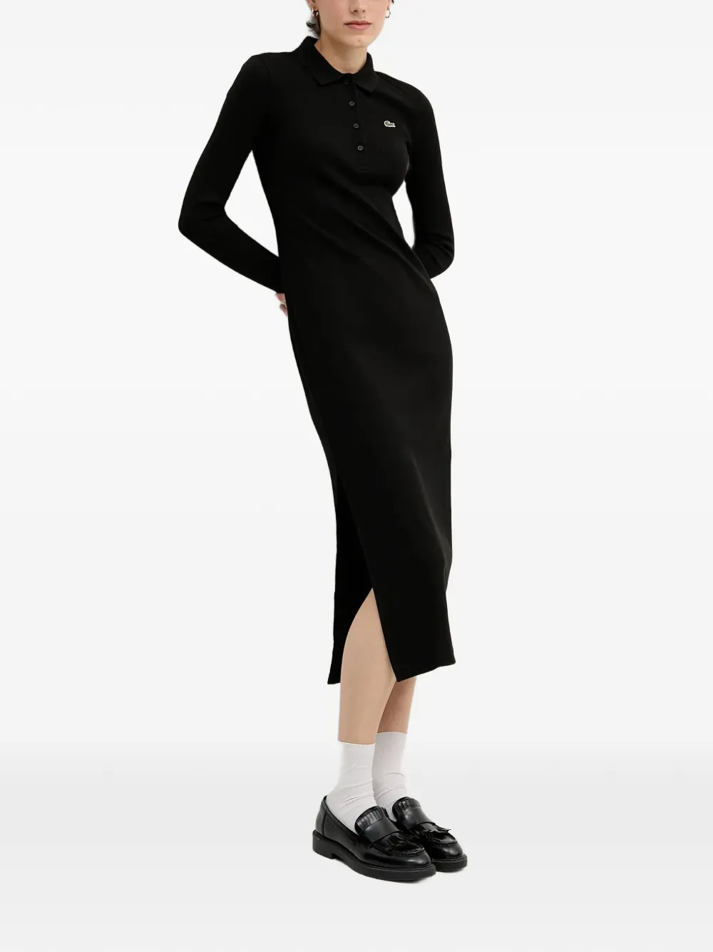 Lacoste Midi-jurk met lange mouwen Zwart