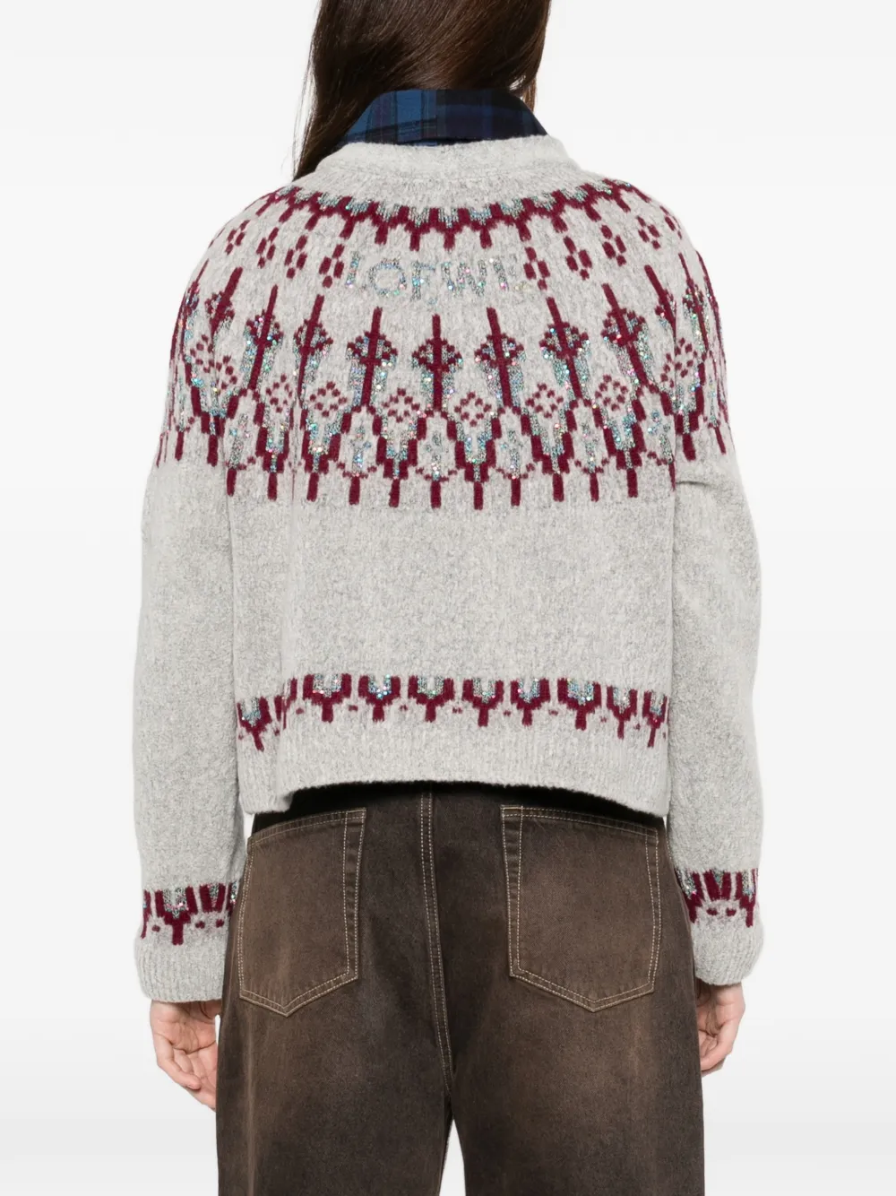 fair isle-pattern patch-pocket cardigan