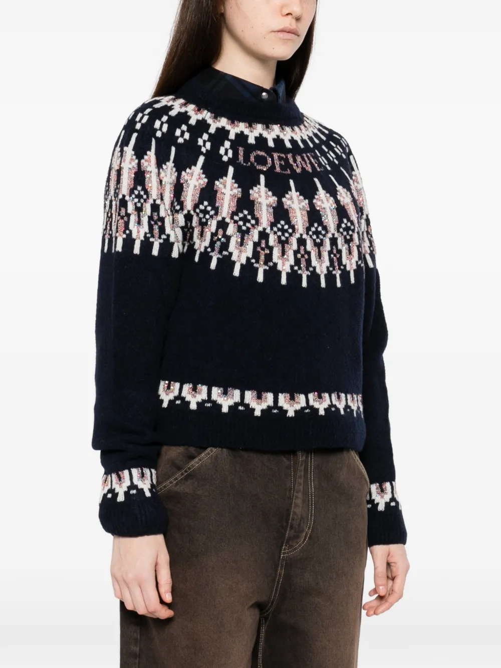 Loewe Patterned Crew-neck Sweater - Blue 