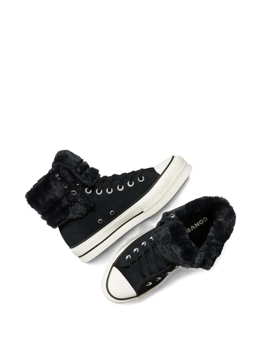 Converse Chuck Taylor All Star Fold-Over Lift XHi sneakers met imitatiebont Zwart