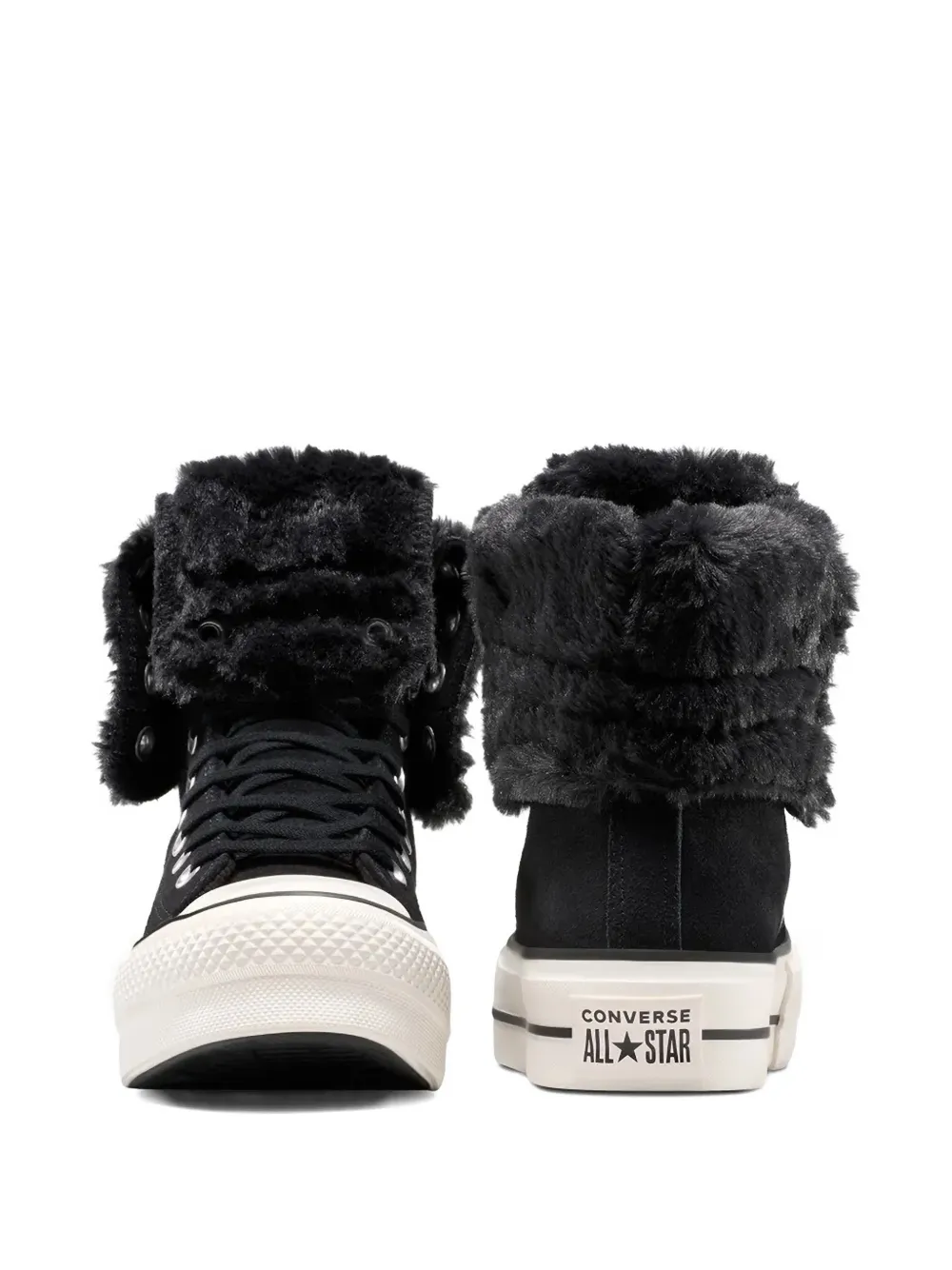Converse Chuck Taylor All Star Fold-Over Lift XHi sneakers met imitatiebont Zwart