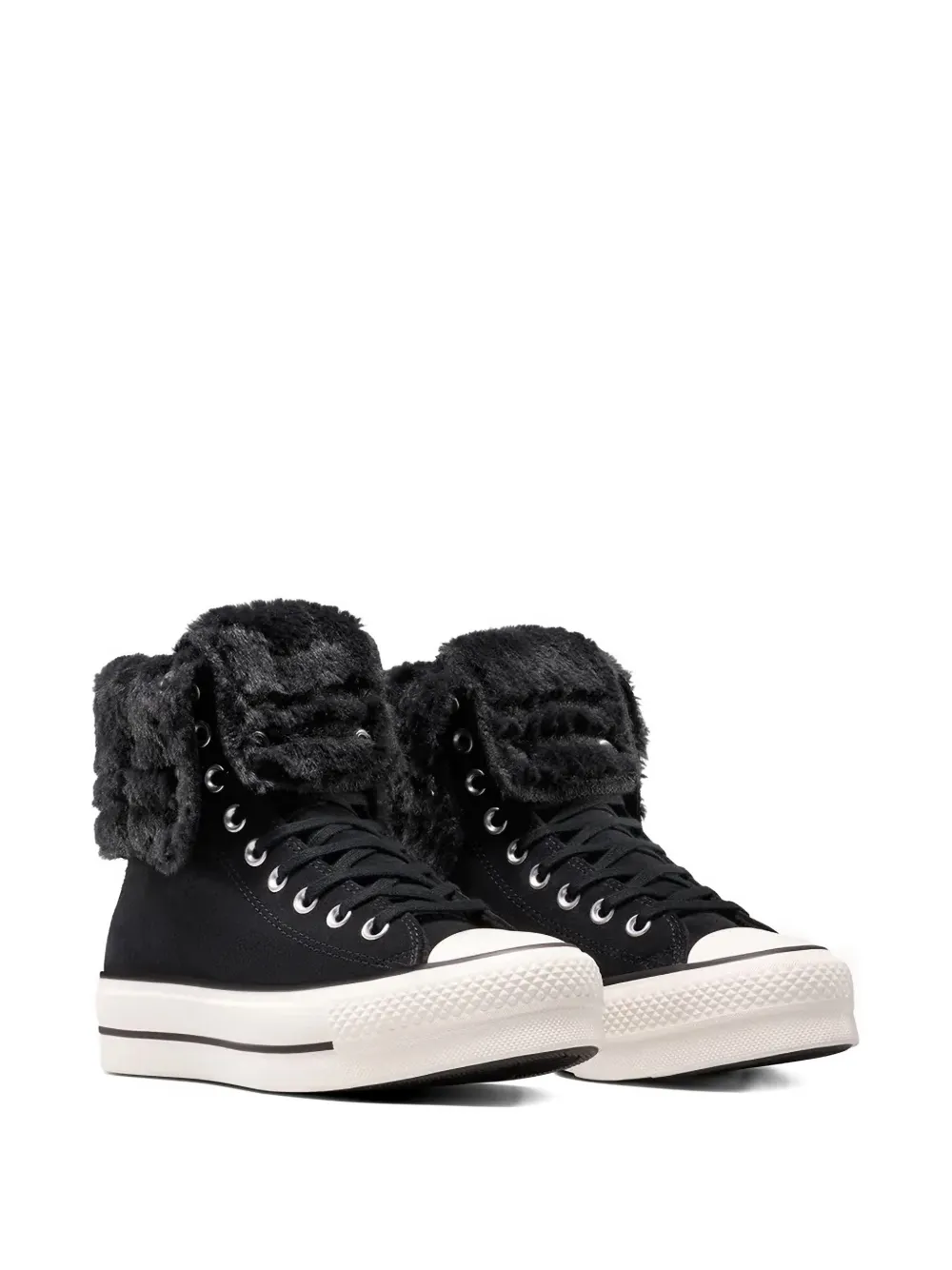 Converse Chuck Taylor All Star Fold-Over Lift XHi sneakers met imitatiebont Zwart