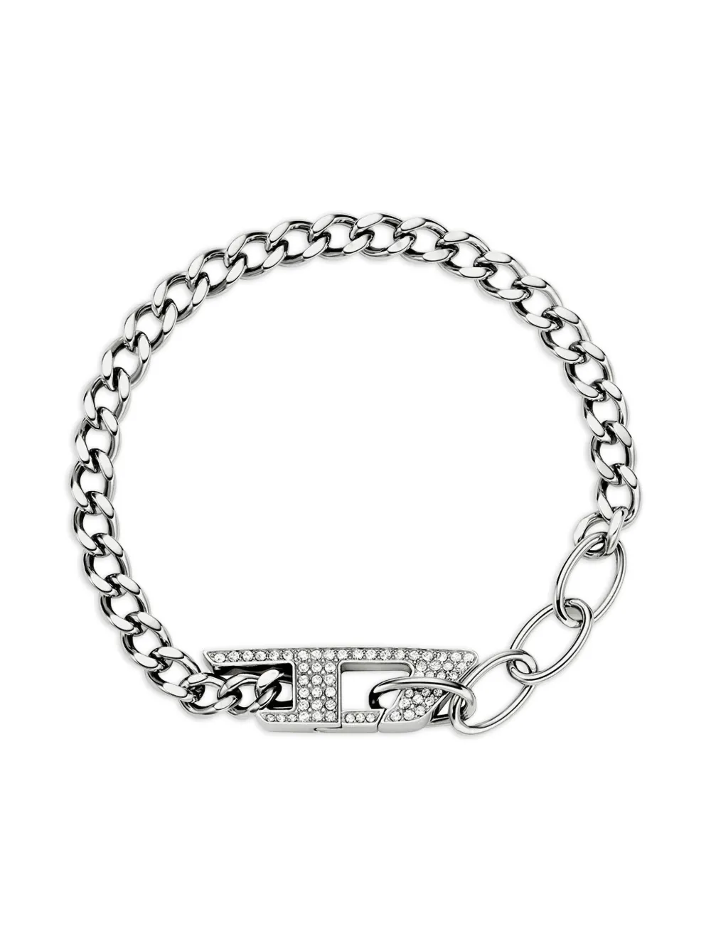 Diesel curb-chain crystal bracelet - Argento