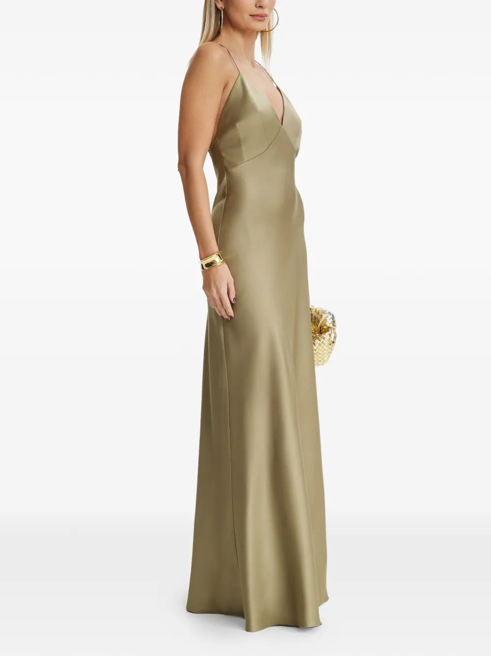  Il Volo Muse V-neck Cross-strap Dress - Neutrals 