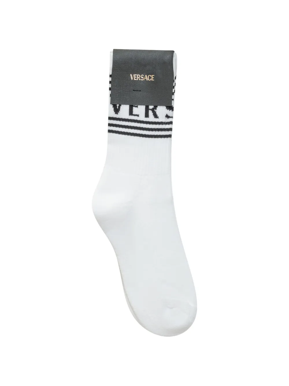 Versace Kids' Striped-detail Socks In White