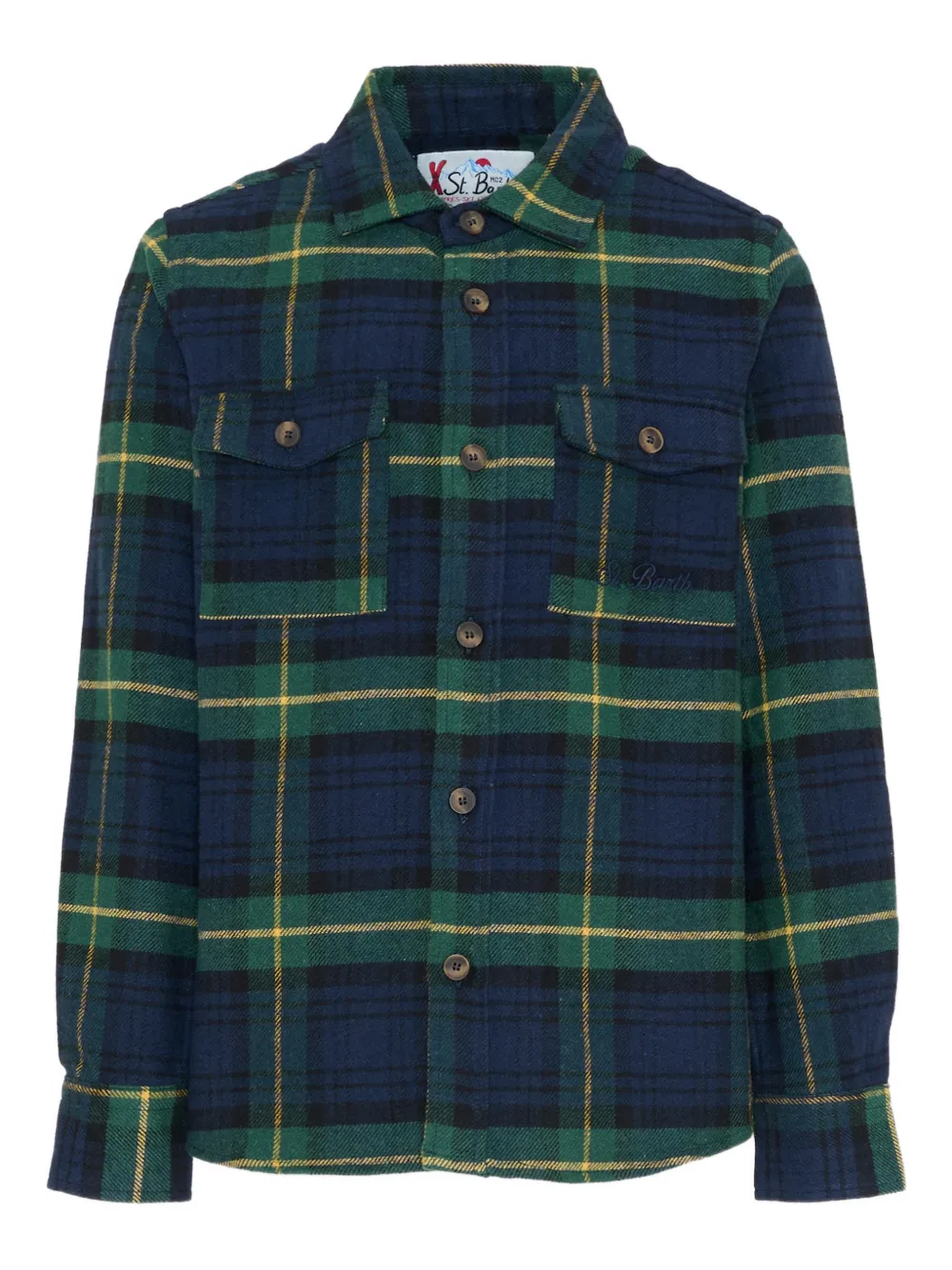 MC2 Saint Barth Kids tartan long-sleeve shirt - Blu