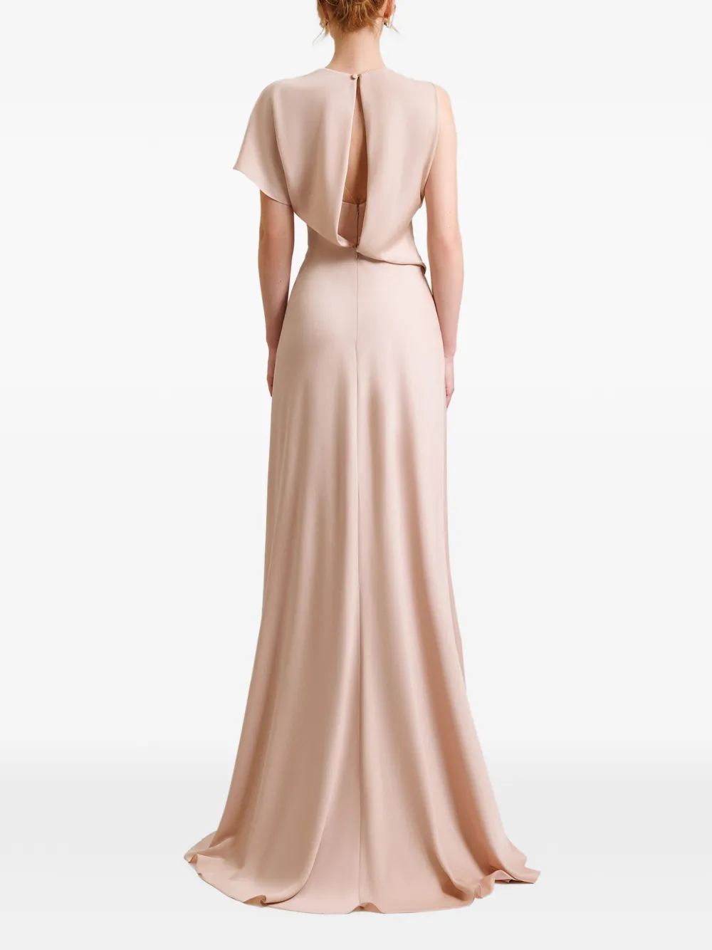 Gemy Maalouf Gedrapeerde avondjurk met uitgesneden details Beige