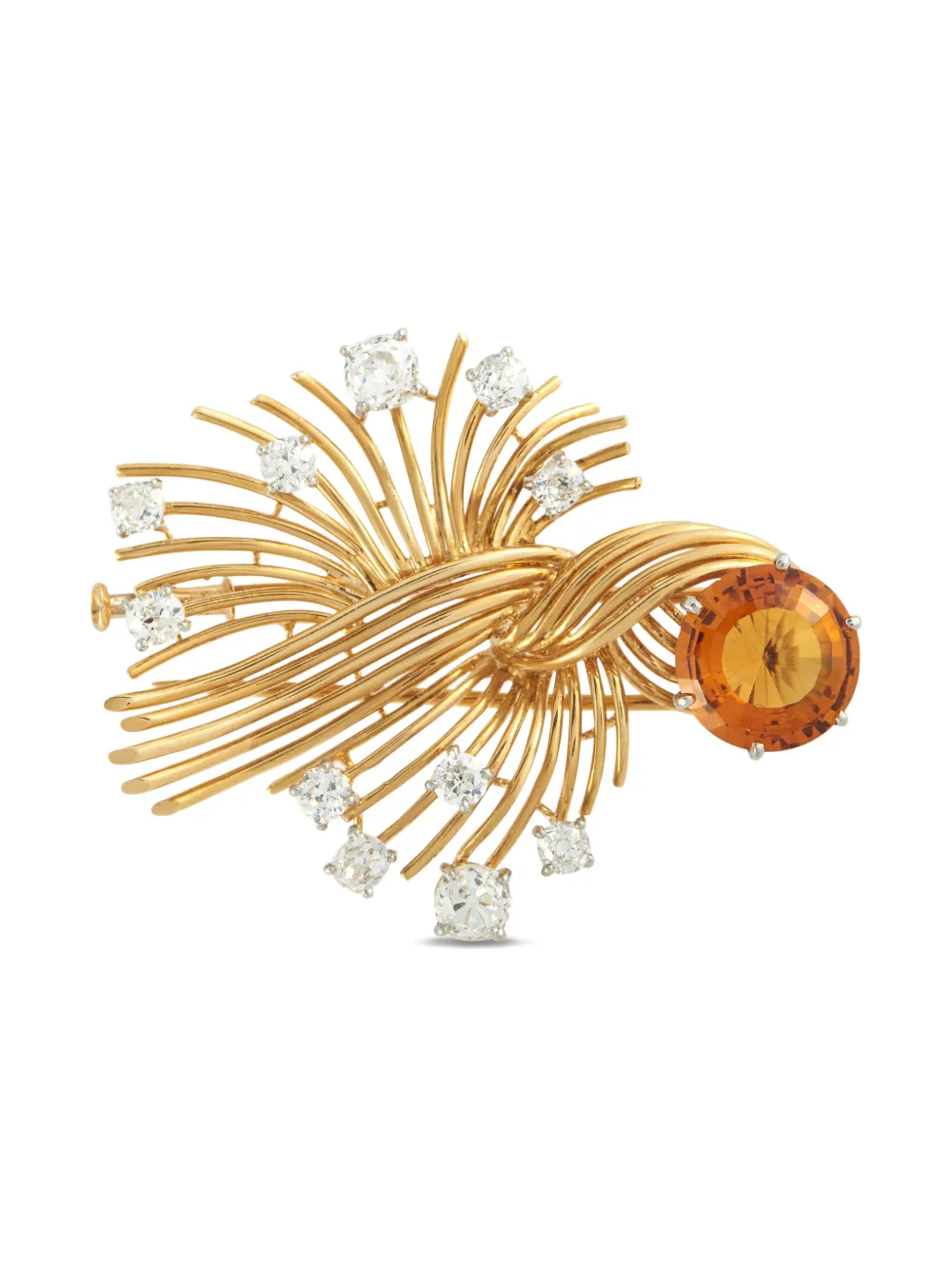 Chaumet diamond and citrine wire-motif brooch - Oro