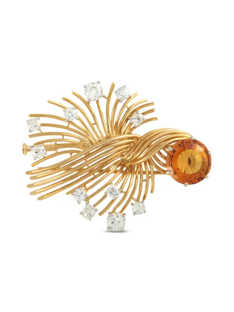 Chaumet diamond and citrine wire-motif brooch