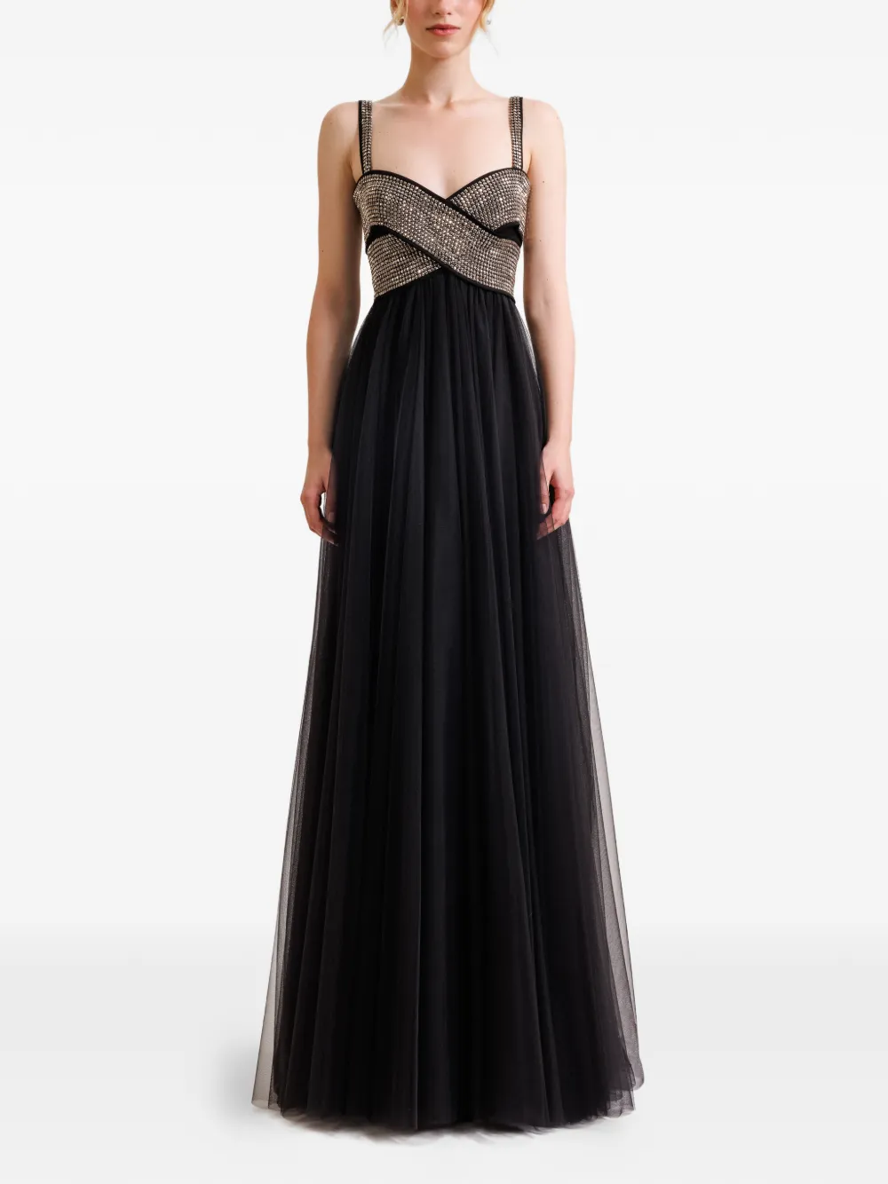 Gemy Maalouf Avondjurk verfraaid met stras - Zwart