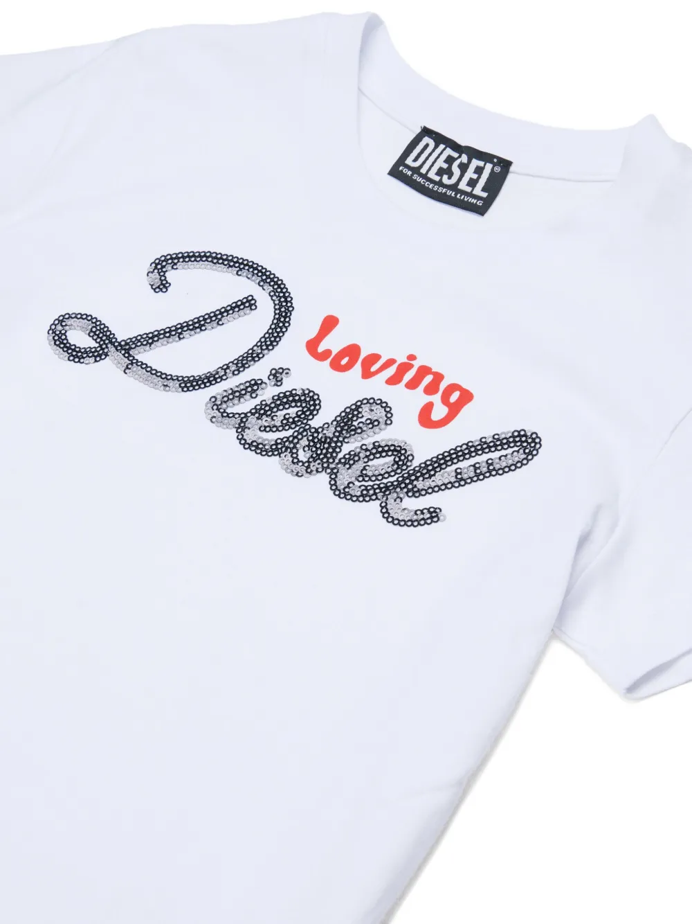 Diesel Kids T-shirt met pailletten Wit
