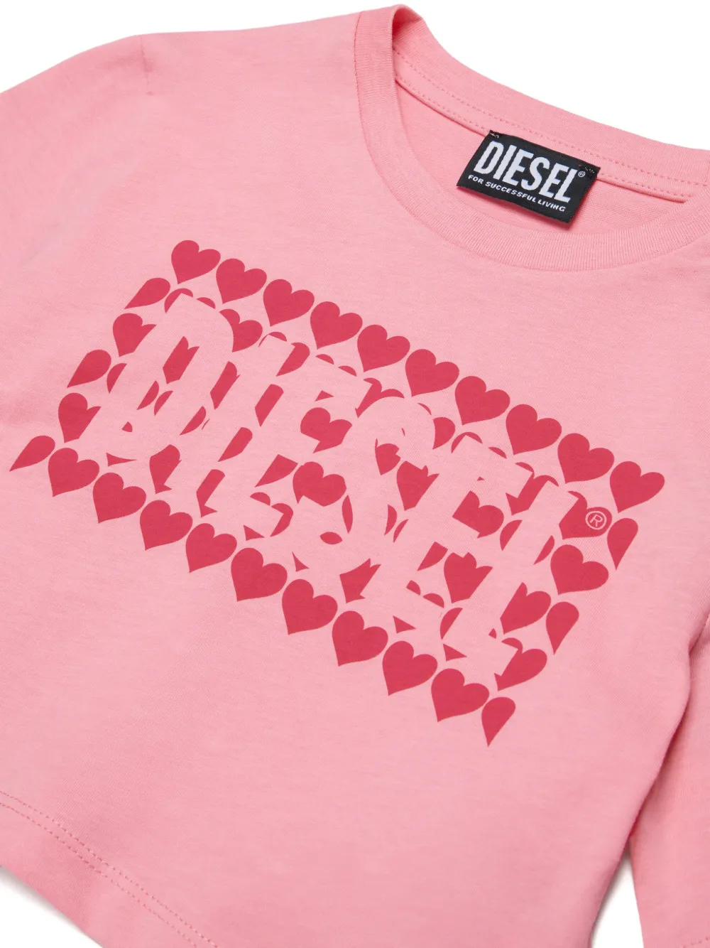 Diesel Kids T-shirt met harten en logo Roze