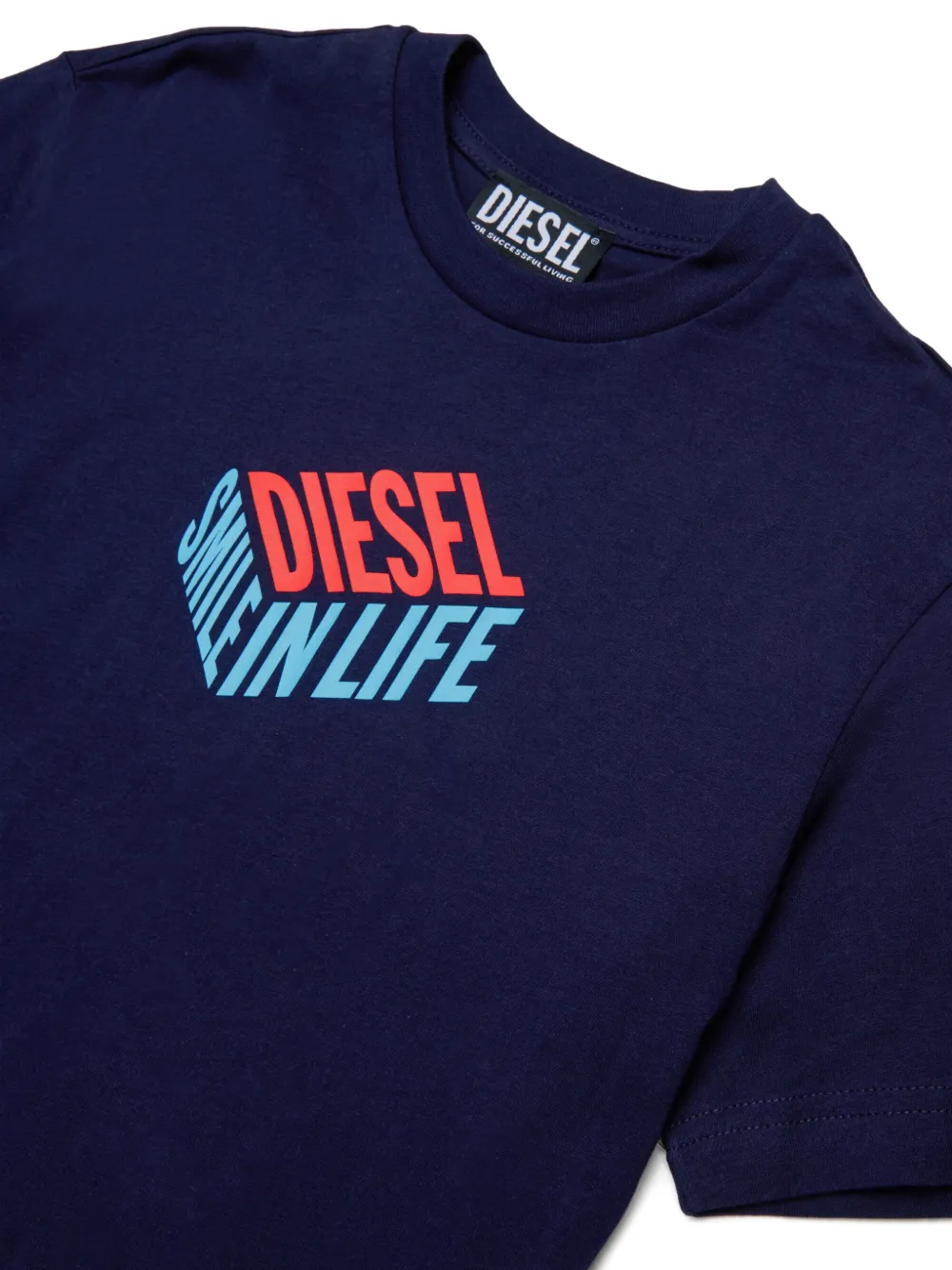 Diesel Kids T-shirt met logoprint Blauw
